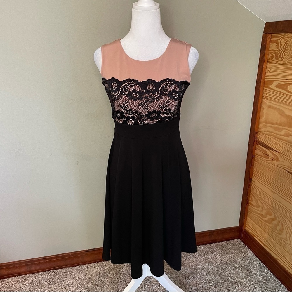 Enfocus Studio Pink & Black Sleeveless Lace Top Dress 4
